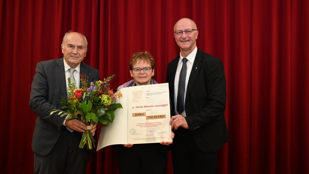 Image: Zdravko Inzko, Herta Maurer-Lausegger in Janko Krištof. Foto: Milan Piko, KKZ