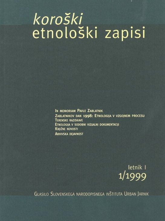 Cover: Koroški etnološki zapisi 1/1999}