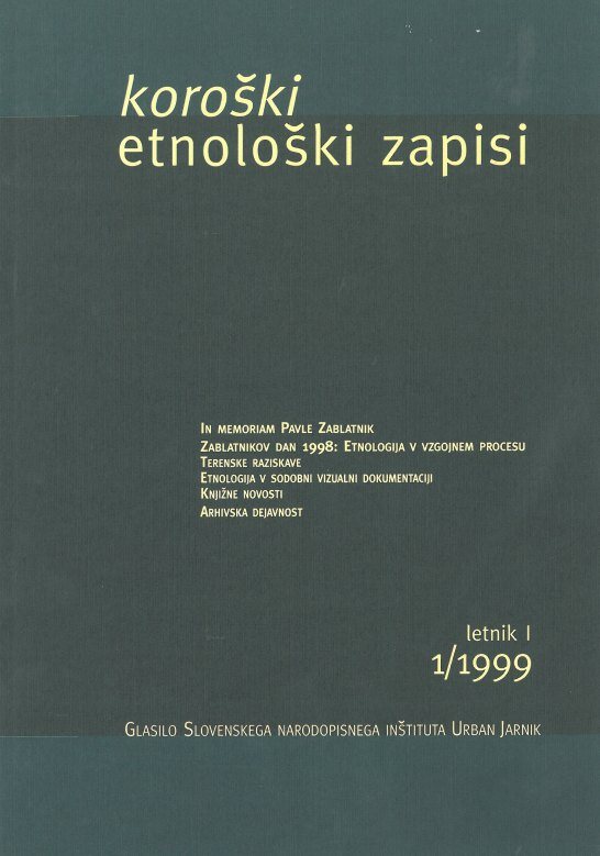 Cover: Koroški etnološki zapisi 1/1999