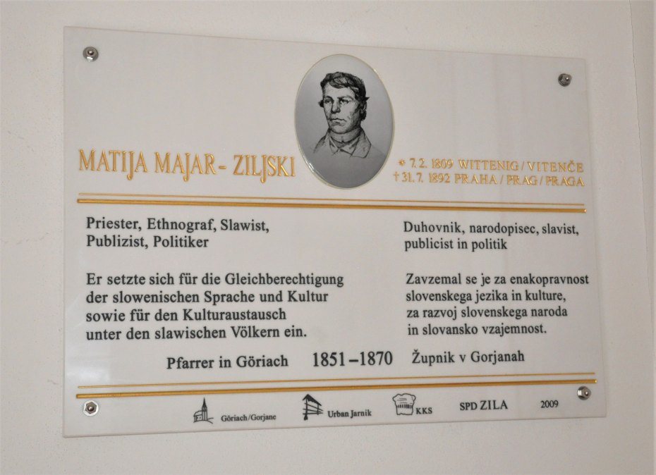 Image: Matija-Majar-Ziljski-Gedenktafel